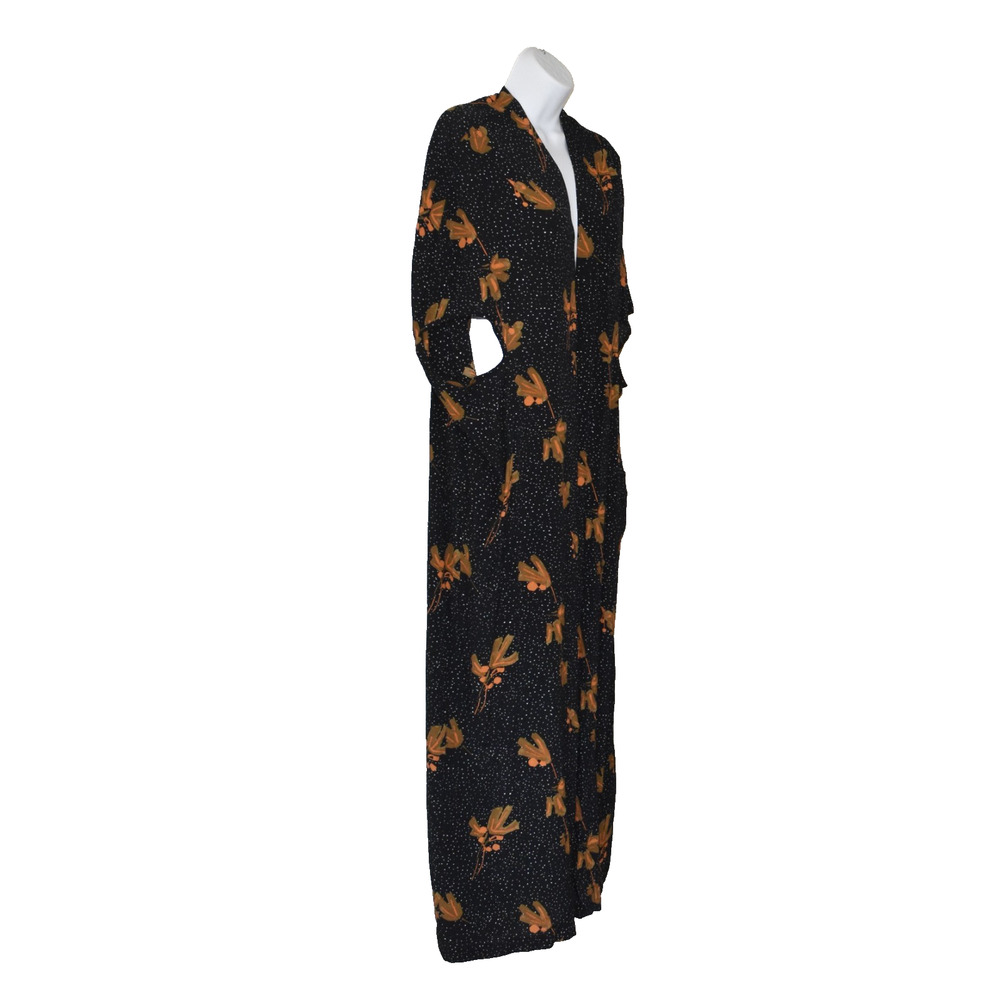 A5 NWT ANTHROPOLOGIE BEL KAZAN Black Motif Rayon Sadie Duster Kimono Size OS - Picture 2 of 7